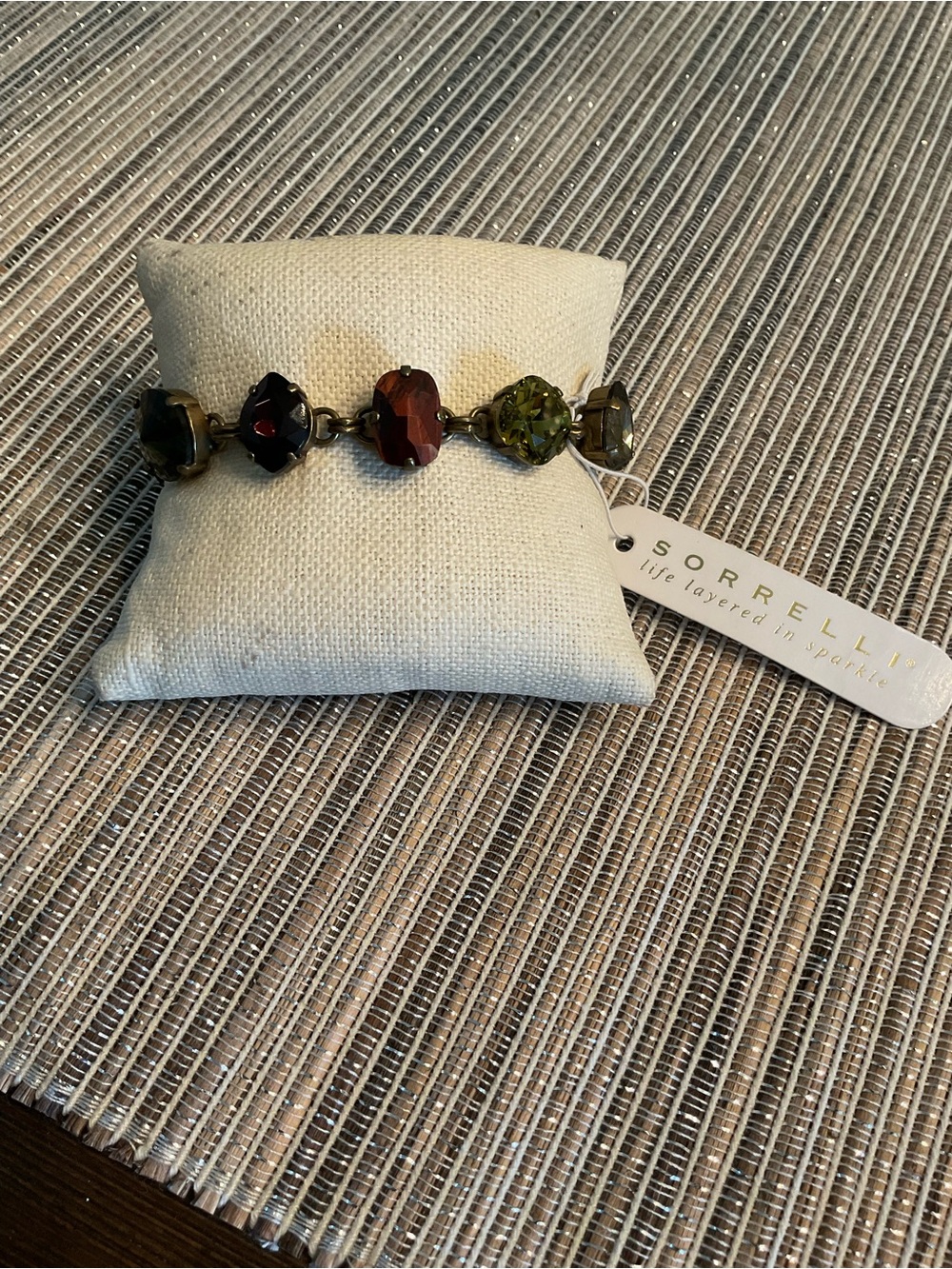Sorrelli Faceted Crystal Link Bracelet - Brown, Olive, Purple